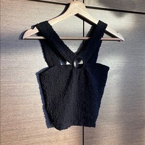 Mango - Elegant Black Textured Women's Top ‘XS’